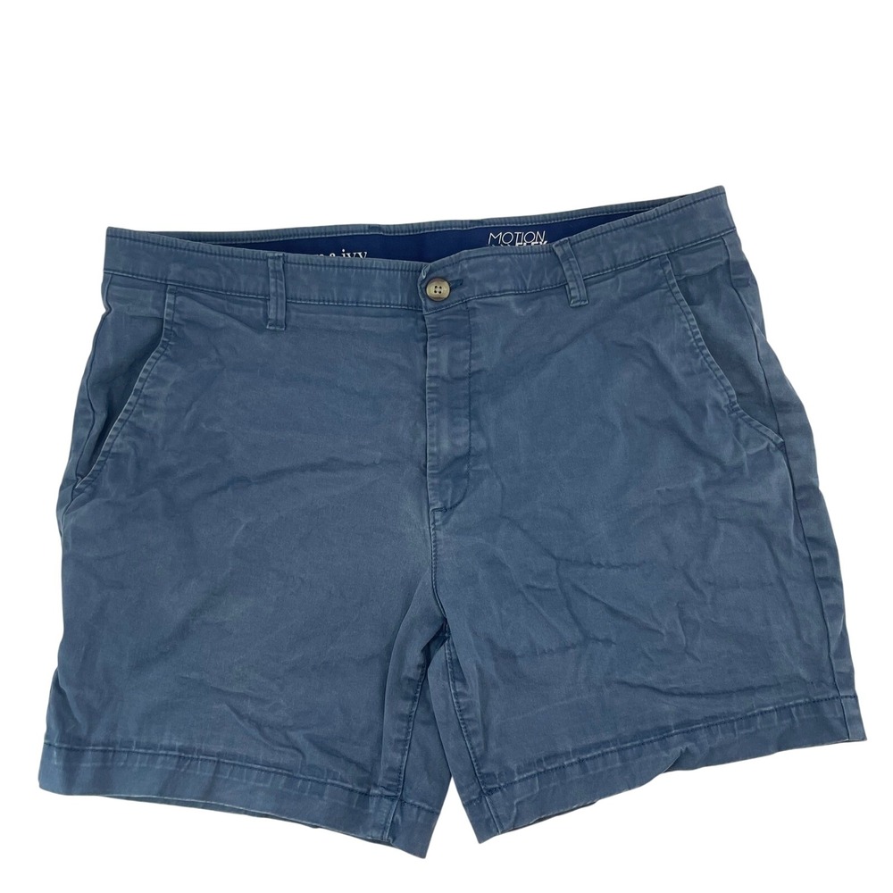 Crown Ivy Motion Flex Blue Cotton Spandex Chino Shorts Men Size 40 Nautical Prep